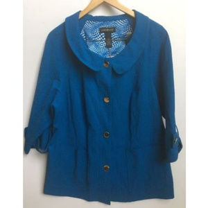 Lane Bryant 22 Blue Jacket Blazer Gold Buttons